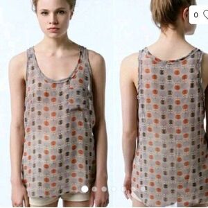 Pins and Needles owl sheer sleeveless blouse S